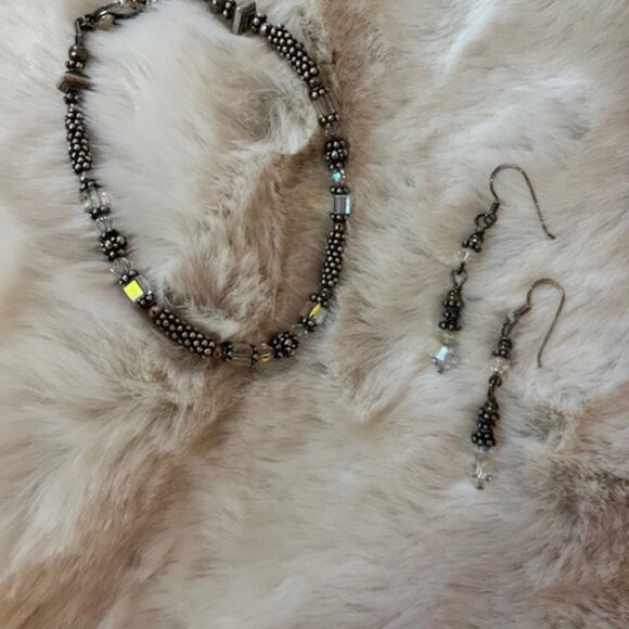 Silver & Crystal Bracelet & Earring Set - Picture 2 of 3